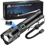 JAY-PARK Lampe Torche LED Ultra Puissante 1000000 Lumens, Rechargeable 5000mAh, Zoom Puissant 3000m, IP67 Étanche, 5 Modes Pour