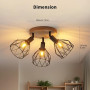LVWIT Plafonnier 3 Spots LED E14, Luminaires Intérieur Noir, Plafonnier Bois avec Base Round, Applique Murale Chambre, Lustre Sa