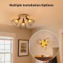 LVWIT Plafonnier 3 Spots LED E14, Luminaires Intérieur Noir, Plafonnier Bois avec Base Round, Applique Murale Chambre, Lustre Sa