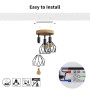 LVWIT Plafonnier 3 Spots LED E14, Luminaires Intérieur Noir, Plafonnier Bois avec Base Round, Applique Murale Chambre, Lustre Sa