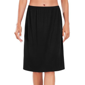 Wikoan Jupon Court Femme Fond de Jupe sous-Vêtement Invisible Demi-Jupe Elastique Jupon pour Robe Transparente S-XXL Beige Modal