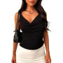 Sukiglam Débardeur Femme Paillettes Crop Tops sans Manches col Bénitier Haut Chic et Élégant Été Débardeurs Élasticité Slim Fit