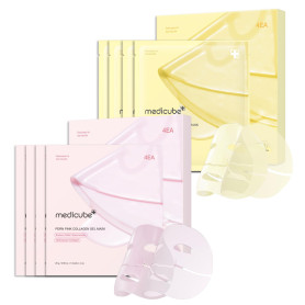 medicube Duo Masques Hydrogel Éclat Pour un Teint Uniforme & un Éclat Radieux: Masque Gel Rose PDRN & Collagène de Saumon (Lot d
