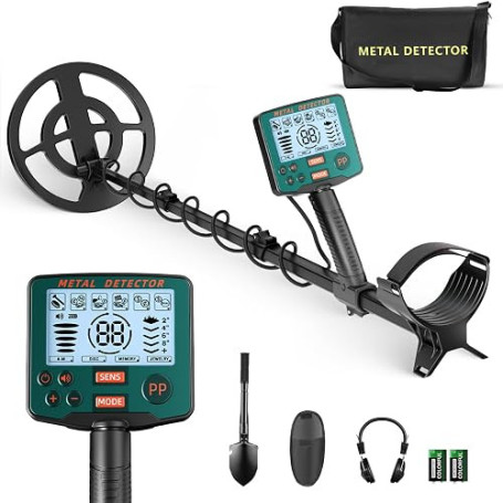 Détecteur de métaux Professionnel avec 2 Batteries, 5 Modes Détecteurs de métaux pour Adultes et Enfants, IP68 étanche Bobine de