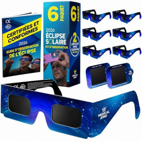 Lunettes Eclipse Solaire 2026 – Lot de 6/50/100 Paires Premium avec 2 Filtres Solaires pour Smartphone, Lunettes Eclipse Solaire