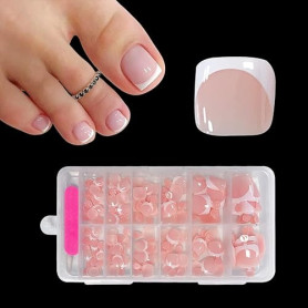 ZAHRIVA 120 Pièces Faux Ongles d'Orteil, Faux Orteil Ongles Pieds à Couverture Complète French Capsule Ongle Pied pour Manucure,