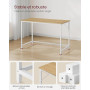 VASAGLE Bureau d'Ordinateur, Table, 60 x 120 x 76 cm, pour Bureau, Chambre, Salon, Cadre en Métal, Couleur Chêne Naturel et Blan