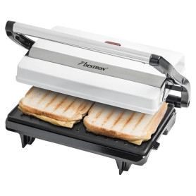 Bestron Machine a panini avec bac de récupération, Appareil panini avec poignée Cool-Touch, Paninimaker avec revêtement antiadhé