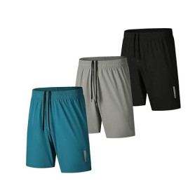 fovdtaa Lot de 3 shorts de sport pour homme à séchage rapide, pour la gym, la course à pied, l’entraînement | Lot de 3, à séchag