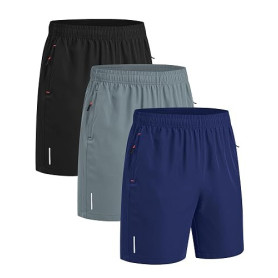 kuzwufs Lot de 3 Shorts de Sport Homme été Pantalon Court Homme Fitness Leger Running Pantacourt avec Poche