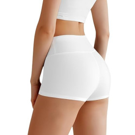 AOOSA Shorty Taille Haute pour Femme, Anti-Transparent Hot Pant de Sport, Anti-Frottement Push Up Mini Leggings Confortable Resp