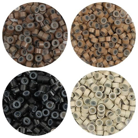 AYBUY 200 Pièces d'anneaux Micro Liens Perles en Silicone 2.5 x 3.0 x 5.0 mm, Micro Anneaux Pour Extension Cheveux, pour Coller