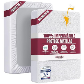 Utopia Bedding Protège Matelas 180 x 200 x 30 cm Imperméable, Certifié Oeko TEX, Alèse Drap Housse, Matelas Couvre, Respirant, É