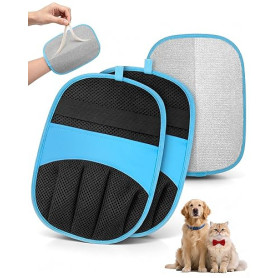 Lot de 2 Gant Anti Poils Animaux, Solution pour Chats et Chiens (Bleu) | Électrostatique, Paume Antistatique, Taille Universelle