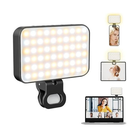 Lumière Téléphone.Autonomie de 180 minutes.Selfie Light,lampe flash de selfie.3000-6500K 3 températures de Couleur Lumiere Photo