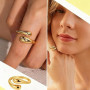Dryxog Bague Femme Reglable Bague Acier Inoxydable Femme Ring Larme Bagues Goutte d'Eau Chunky Hypoallergéniques Empilables Pouc