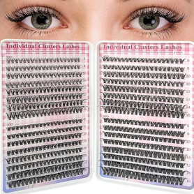 LUFFLOK 640pcs Kit Extension Cils Individuels 30D+40D+50D+60D Faux Cils | Faux Cils Bouquet Volume Russian D Curl DIY Extensions