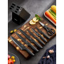Yabano Couteaux de Cuisine, Set de 8 Bloc de Couteaux en Acier Inoxydable avec Affûteur Intégré, Couteaux Noirs Tranchants avec 