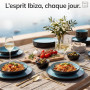 Pure Living Service de table 24 pièces pour 6 personnes – Beau service de table en grès de style méditerranéen pour 6 personnes 