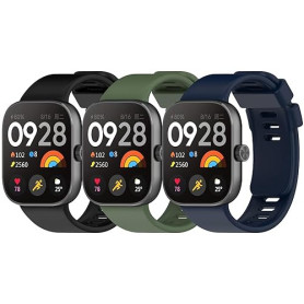 WindRen 3 Pièces Silicone Bracelet Compatible avec Bracelet Xiaomi Redmi Watch 6/5/4, Bracelets Soft Silicone Sports pour Xiaomi