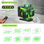 Niveau Laser Chantier Autonivelant 360° x 4 Avec trépied, Lazer Niveaux 4D 16 Lignes Laser, Mode Impulsion ExtéRieur, 2 x Batter