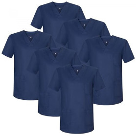 Misemiya - Lot DE 6 UNITÉS - Veste SANITAIRE Unisexe Uniforme médical Tunique à col en V Scrub Top