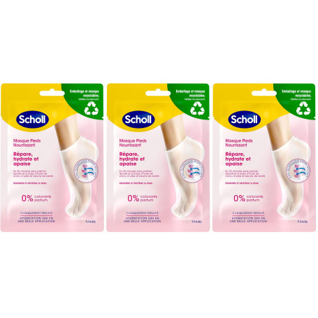 Scholl Masque Pieds Nourrissant à l'Huile de Noix de Coco: Sans parfum ni colorants pour peaux sèches. Chaussettes hydratantes n