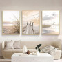 Uixxducc Lot de 3 posters esthétiques - Nature - Plage côtière - Scène d'oiseaux de mer - Images murales - Pour salon, herbe de