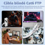 ikbc Cable Ethernet 40m, Cat 6 Cable RJ45 40m FTP Blindé Câble Réseau Blanc | Gigabit Cable Internet 40 Mètres Haut Débit, Anti-