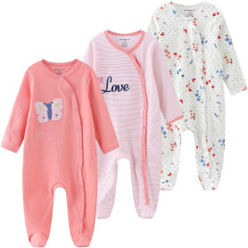 Kiddiezoom Baby Boys Lot de 3 bodies à manches courtes bio