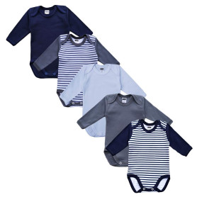 MEA BABY body bébé unisexe à manches longues 100% coton, lot de 5, avec imprimé, pour filles et garçons (Parent)