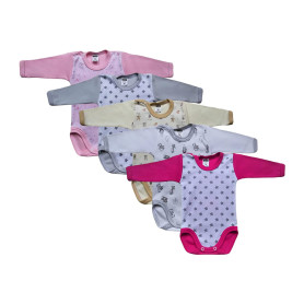 MEA BABY Body bébé Unisexe à Manches Longues 100% Coton, Lot de 5, Blanc, pour Filles et garçons