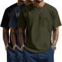 Neer Lot de 3 T-Shirts pour Hommes Grandes Tailles (XL à 5XL) avec Poche Col Rond Manches Courtes Raglan Style Décontracté