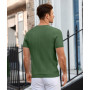 T-shirt d'été en soie glacée pour homme - Manches courtes - Maille fine - Respirant - Coupe ajustée - Col rond