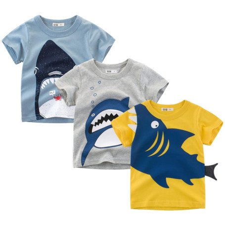 amropi Bébé Garçons Dinosaure T-Shirt à Manches Courtes Lot de 3 été Tee Shirt Top pour 1-8 Ans