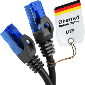 KabelDirekt – Câble Ethernet 5Gbit/s – 30m, noir | 5Gbps, Vitesse de fibre optique pour les réseaux Gigabit, commutateur, routeu