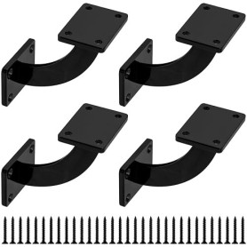 Support, Lot de 4 Supports de Main Courante, Noir Porte-Mains Courantes pour Escaliers en Bois, Supports Fixations pour Rampes d