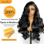 Junemet 26 Pouces Perruque Cheveux Humain Femme Naturelle Brésilien Densité 200% 13x4 Body Wave Lace Wig Perruque Femme Glueless