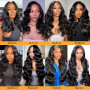 Junemet 26 Pouces Perruque Cheveux Humain Femme Naturelle Brésilien Densité 200% 13x4 Body Wave Lace Wig Perruque Femme Glueless