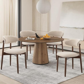COLAMY Chaise de Cuisine en Set de 4, Chaises à Manger Modernes avec Dossier Rigide, Chaises de Salle à Manger en Tissu avec Pie