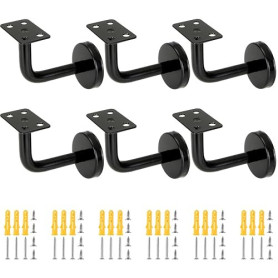 FWEEK 6 Supports de Main Courante Inox Noir 60x80 mm, Support Rampe Escalier Intérieur/Extérieur en Acier 201, avec Vis pour Fix