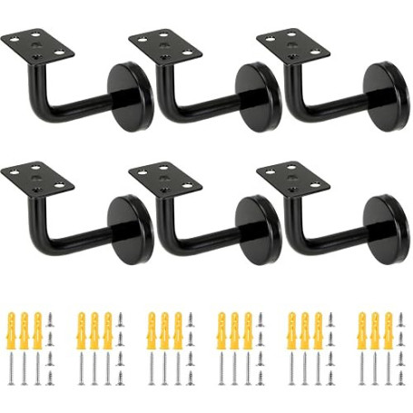 FWEEK 6 Supports de Main Courante Inox Noir 60x80 mm, Support Rampe Escalier Intérieur/Extérieur en Acier 201, avec Vis pour Fix