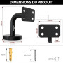1PZ FR6-6HB 5 Pièces 60x60 mm Supports de Main Courante Noirs en Acier Inoxydable – Supports Robustes pour Rampe d'Escalier, Int