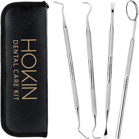HOKIN 4pcs Detartreur Dentaire Kit Dents en acier Inoxydable kit de Nettoyage Calcul Calculateur de Plaque Hygiène Scanner Croch