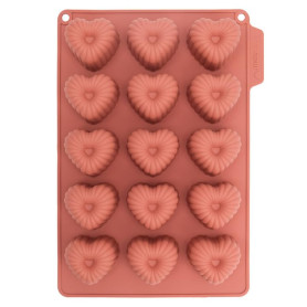 CÉCOA • Moule à Cannelés • Moule en Forme de Coeurs • Moule en Silicone Thématique Saint-Valentin • 100% Silicone Platinium • Mo
