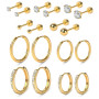 Vicloon Boucles d'Oreilles Set, 9 Paires Femmes Acier Inoxydable Creoles Ensemble Petite Clous Hypoallergéniques Cartilage Helix