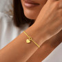 Turandoss Bracelet pour femme - En or 18 carats - Nœud plaqué or avec lettres de A à Z - Pendentif en forme de cœur - Cadeau pou