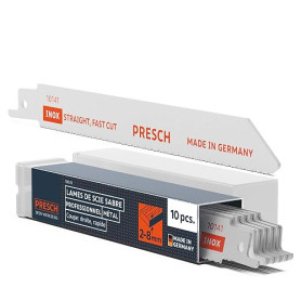 Presch Lames scie sabre pour le métal et l'inox 10 pièces (2-8mm) - Lames au cobalt à 8% pour l'acier inoxydable - Kit de lames