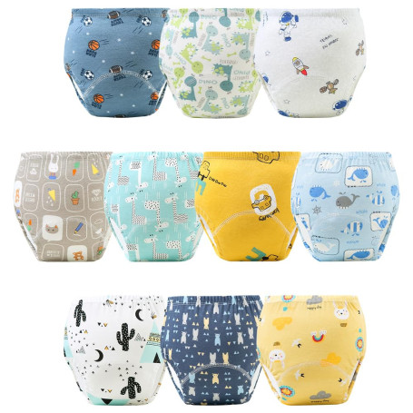 Aolso Culotte d'apprentissage, 10 pièces, Pantalon de Pot, Maille Respirante en Coton Absorbant, Taille 100 pour garçon