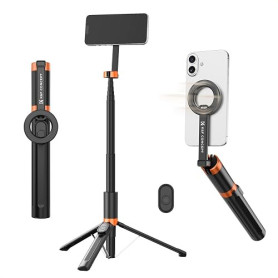 K&F CONCEPT 180cm Trépied Mag-Safe Léger, Perche Selfie Extensible Portable | Double Aimant, Trépied Vlog Aluminium à Réglage 3